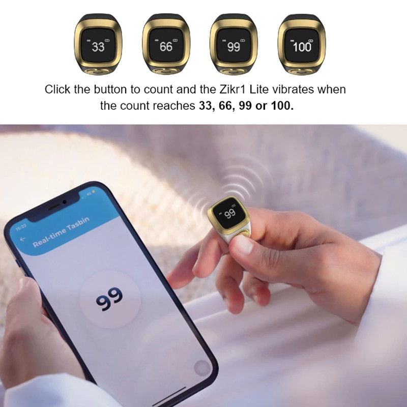 TergacoriQIBLA Zikr Ring E01 Smart Tasbih Digital Cincin Tasbih Zikir Lite E01 Counter Bluetooth Zik