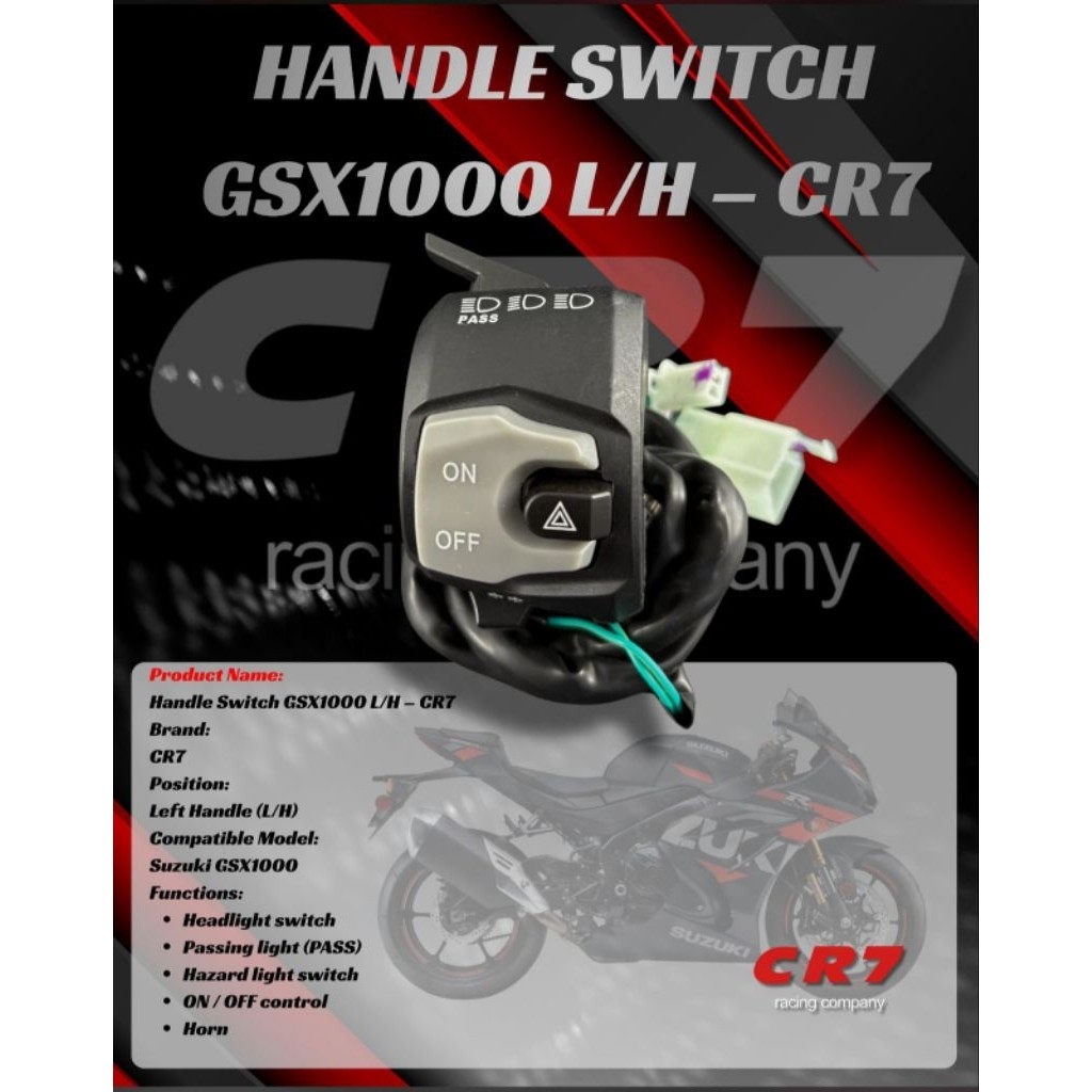 Saklar Biled Saklar Kiri GSX On Off Plus Tombol Lampu Hazard  Universal Motor Gsx Vixion Fu Sonic Kl