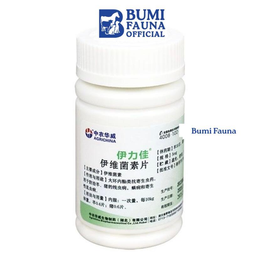 Obat Ivermectin Taiwan 5 mg - 100 Tablet Kutu Parasit Cacing Hewan Anjing Kucing Kuda