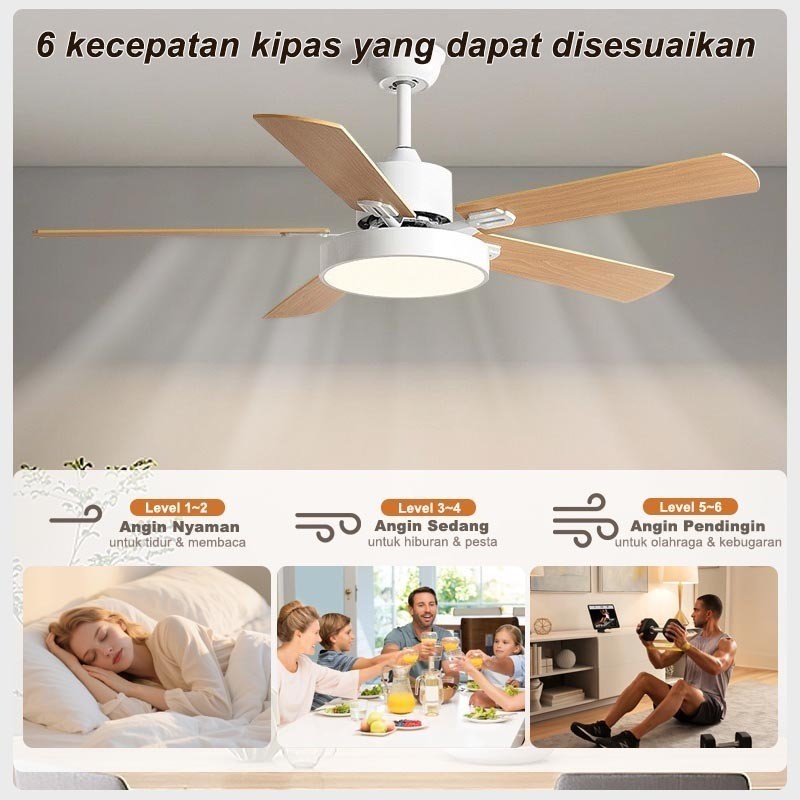 LED Nusantara Lampu Kipas Kamar Tidur Lampu Kipas Angin Gantung Plafon  Kipas Lampu Angin Remote Con