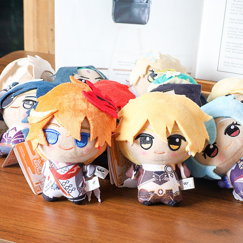 10CM Impact Tartaglia Kaeya Diluc Venti Xiao Klee Plush Pendant Toy  Mini Keychain Doll Backpack Acc