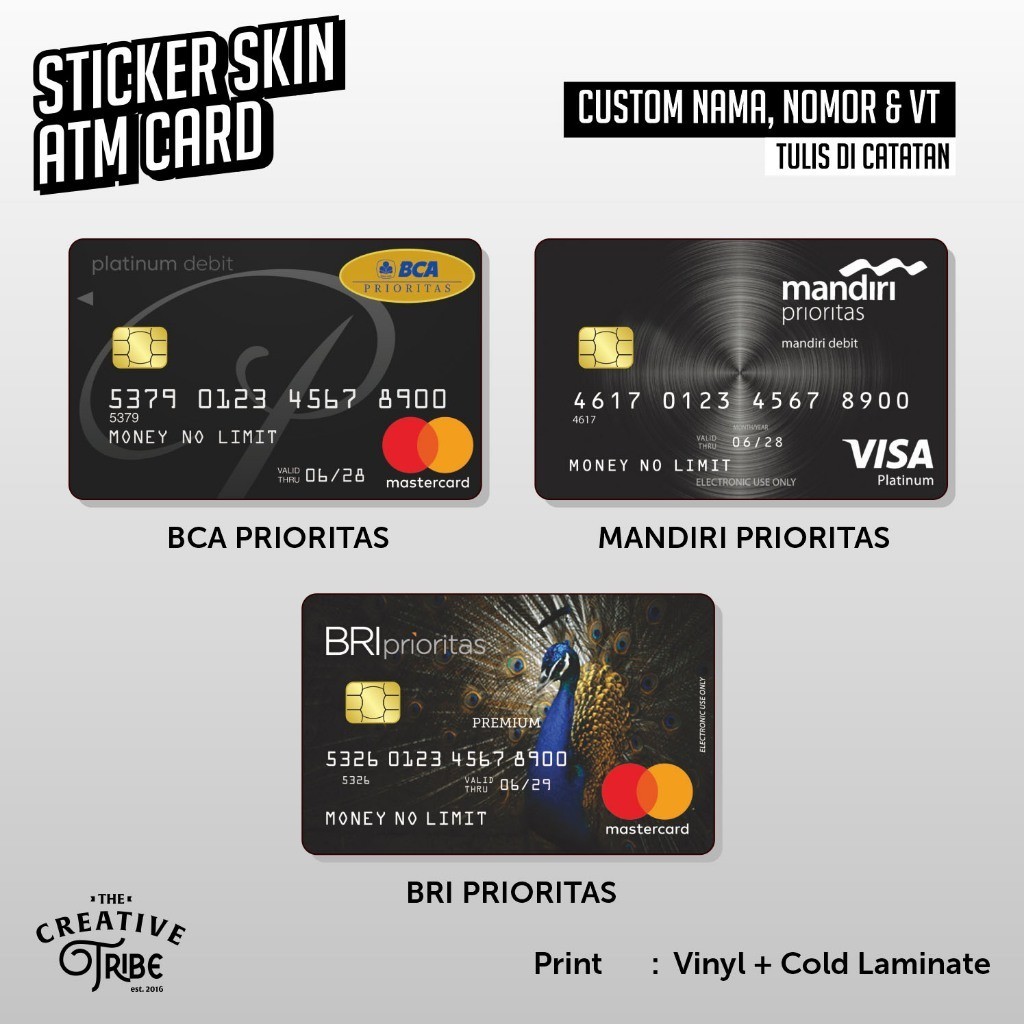 Custom Fake Prioritas - Sticker Skin Card - Vinyl ATM Debit Credit Emoney Flazz Stiker