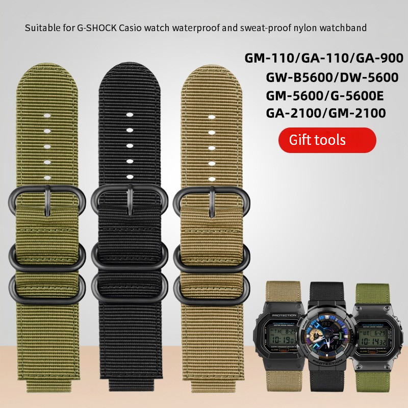 Nylon Watband For casio g-shock DW-5600 GW-B5600 GM-5600 GM110 GA110 GM2100 GA900 AE1200 Sport Breat
