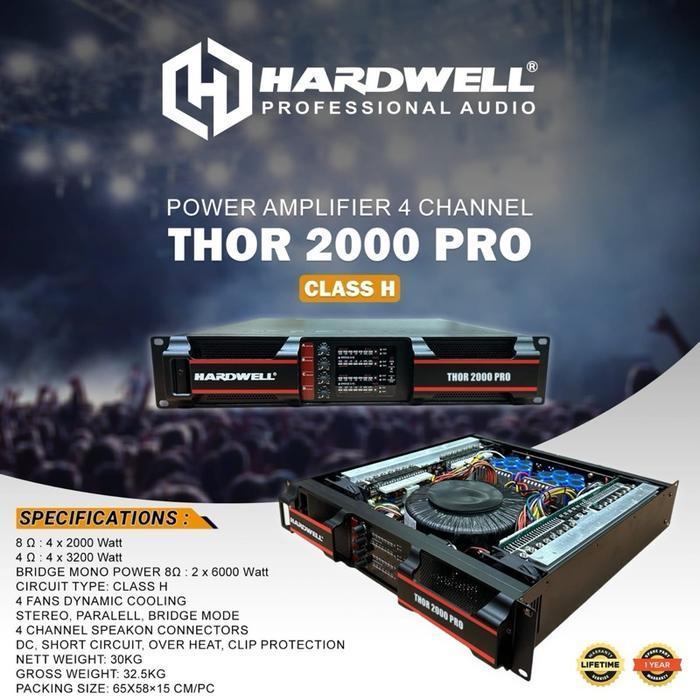 Power Amplifier 4 Channel Hardwell THOR 2000 PRO Original Power Ampli 4 x 2000 Watt