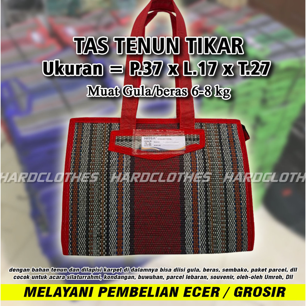 Tas Kondangan Bahan Tenun Tikar Acara Silaturrahmi Ziarah Umroh Ukuran L Bahan Tenun Muat Gula 6-8 K