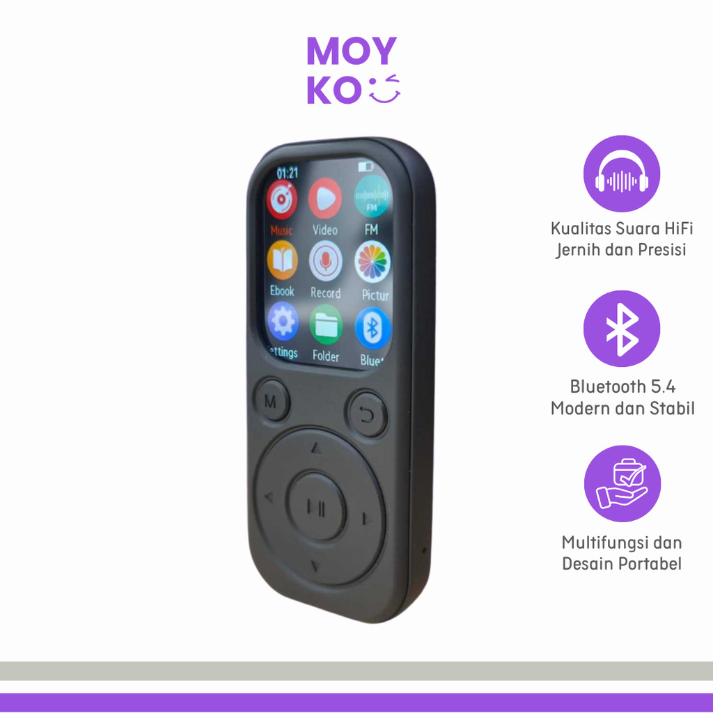 MP3 Digital Audio Player HiFi Bluetooth MP4 2 Inch 210mAh - SD-09