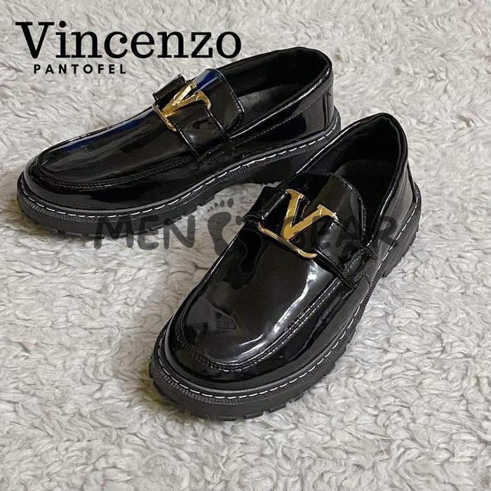 MENFOOTGEAR Vincenzo  Sepatu Pria Original Sepatu Loafers Kerja Formal Cowok Docmart Hitam Fantofel 