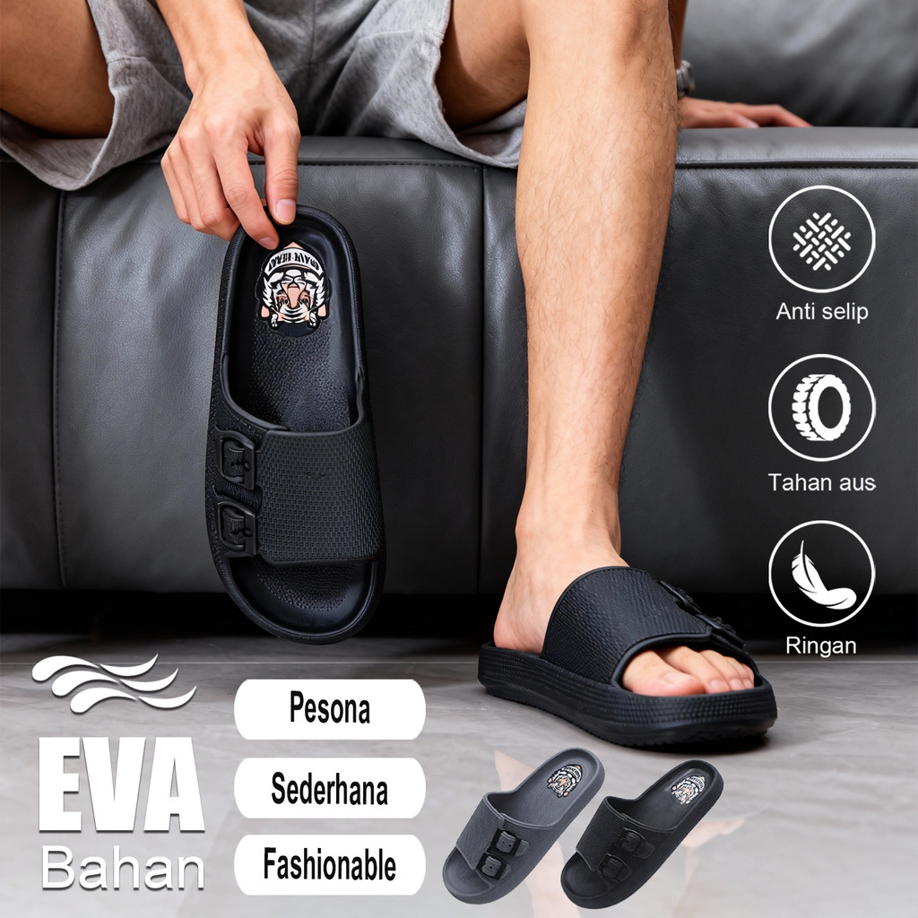 INKAYNI sandal slop pria empuk nyaman ringan sandal anti slip pria sandal karet laki laki sandal slo