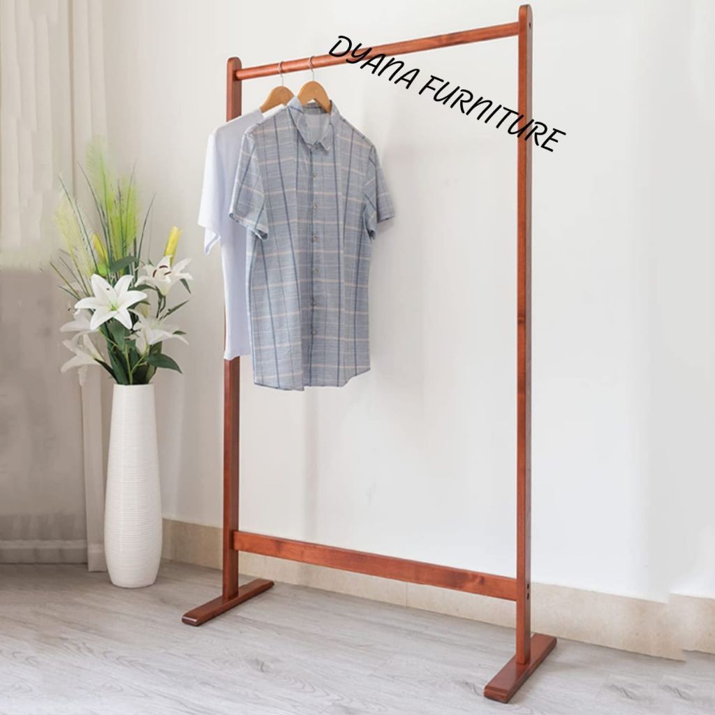 celestinemarket - stand hanger kayu rak jemuran kayu hanger kayu