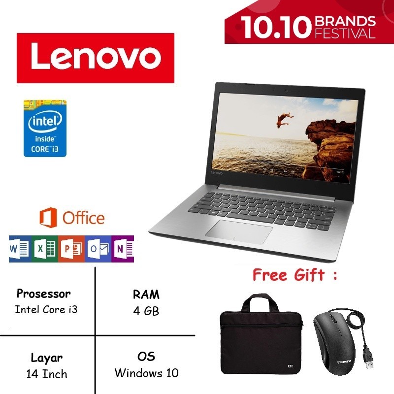 LAPTOP LENOVO IDEAPAD INTEL CORE I3 SLIM RAM 8GB SSD 256GB