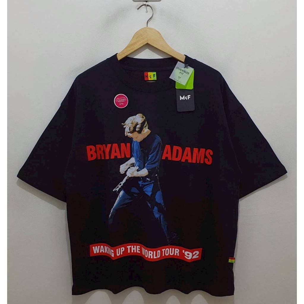 KAOS OVERSIZE KAOS T-SHIRT MUSIC BRYAN ADAMS TOUR 1992 BLACK