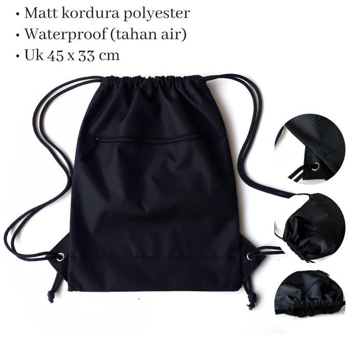 Tas Serut Polos Anti Air Tas Tali Serut Simpel Pria Wanita Travel - Polos