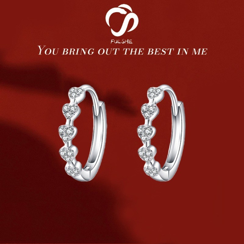 FULSHE Anting Emas Putih Bentuk Hati Gaya Korea Untuk Wanita