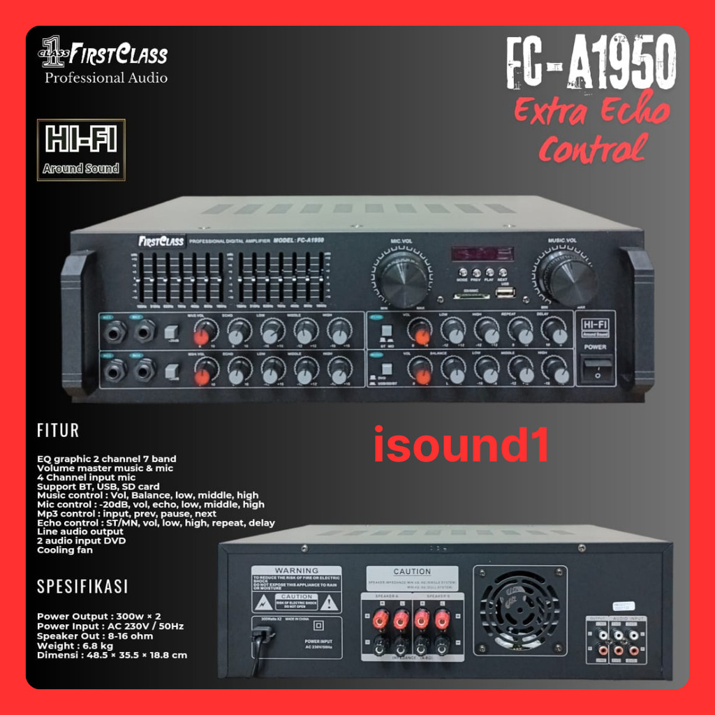 POWER AMPLIFIER FIRSTCLASS FC-A1950 MIXER AMPLI FC A1950 BLUETOOTH USB ORIGINAL