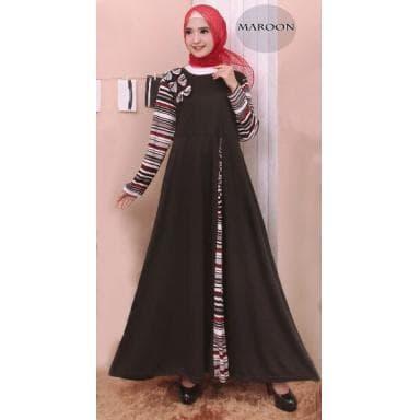 5407 gamis hitam maxidress grey black salur simple hijab longdress