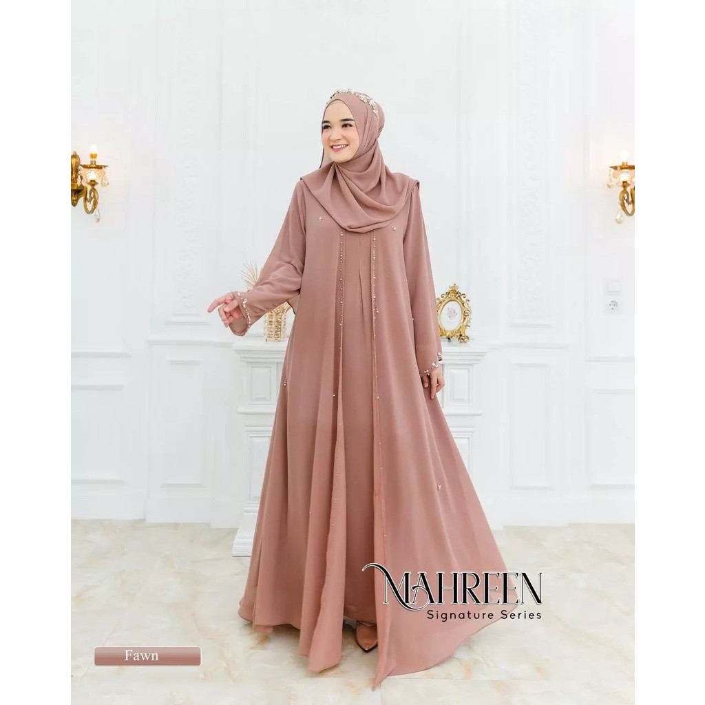 BENA.STORE Gamis l Mewah l Mahreen Signature Series + Pashmina l Satu Set Pashmina l Dress Murah