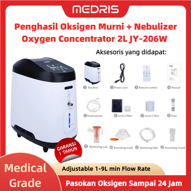 MEDRIS Oxygen Concentrator JY-206W Tipe 2L 93±3% Oksigen Konsentrator Oksigen Elektrik