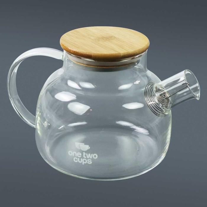 EXTRA AMAN Teapot Teko Teh air panas kaca dengan tutup kayu anti panas High Borosilicate berkualitas