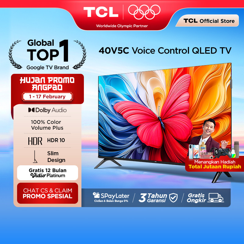 TCL Ultimate QLED FHD TV 40 inch V5C - HDR 10 - Dolby Audio - Google Play/Netflix/Youtube/Disney+Hot