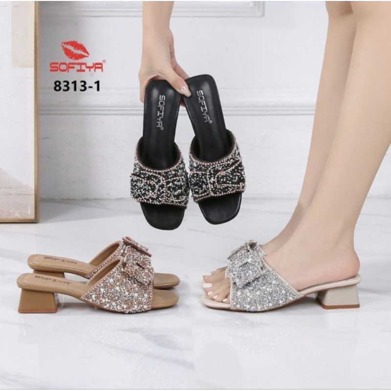 (BISA COD) SOFIYA ORI 8313 1 SANDAL WANITA IMPORT HAK 5CM / SENDAL FULL BLING BLING / SANDAL PESTA H
