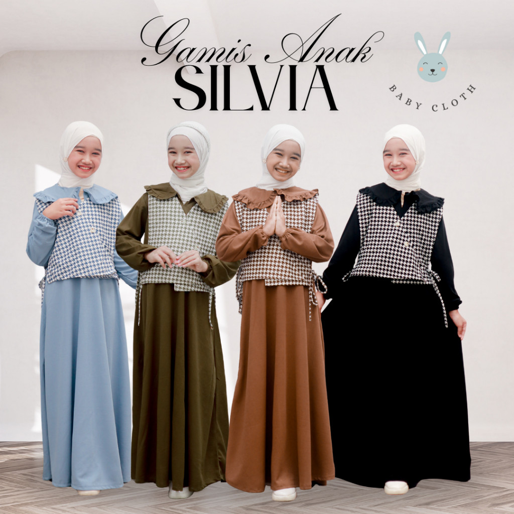 ZIZISHOP GAMIS SILVIA ROMPI ANAK SMLXL BABYCLOTH35 UNTUK UMUR 3-14TAHUN baju muslim panjang printing