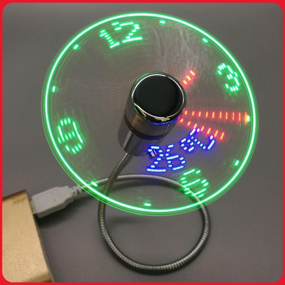 LED Clock Fan Time Temperature splay Mini Cooling Flashing Fan DC 5V Portable Gadgets USB Powered Fl