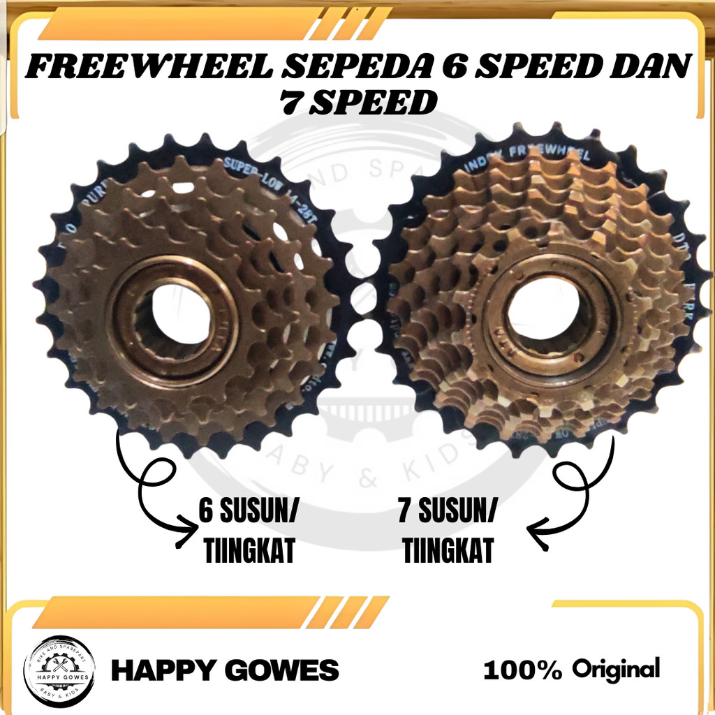 HG GEAR SEPEDA GEAR BELAKANG SEPEDA FREEWHEEL 6T 7T SPROCKET BAN BELAKANG SEPEDA 6T(6 SPEED) & 7T(7 