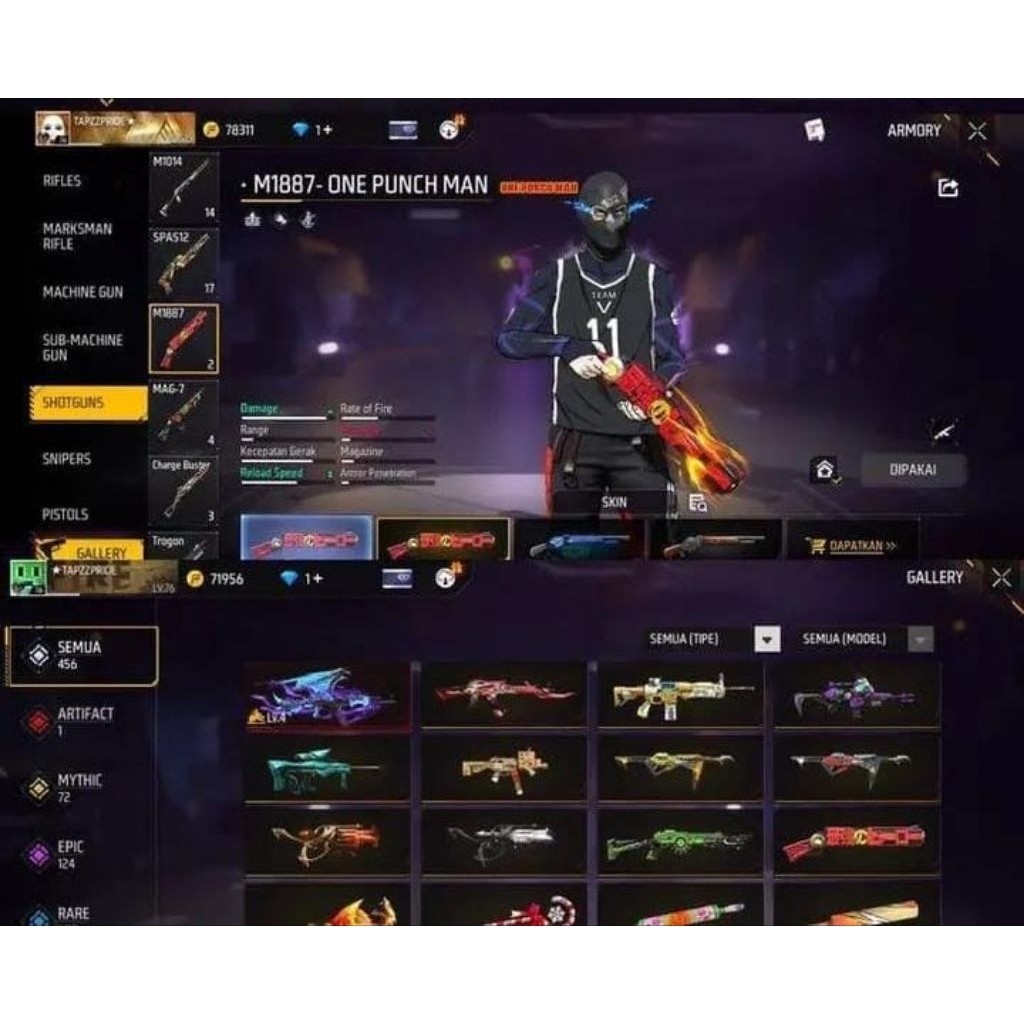 Akun fire free sultan terbaru dengan skin lengkap terlaris