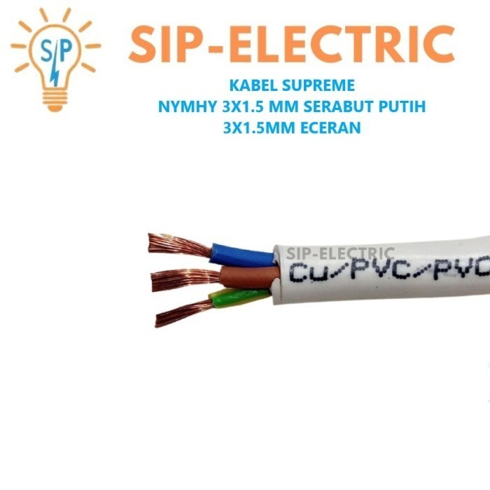 Toko Kabel Listrik - Kabel Supreme Nymhy 3X1.5 Mm Putih Serabut Eceran / Supreme Nymhy 3X1,5 Mm