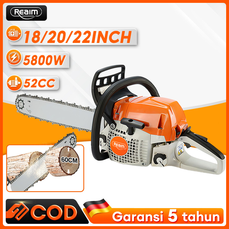 Mesin Senso Reaim Chainsaw 20 Inch 52CC Gergaji Mesin 2 / 4 Tak Untuk Mesin Potong Kayu