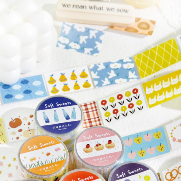 [Totori] Gummy Bear Sweet Poems Cloud series sticker roll Journaling Kit Scrapbook Masking Tape