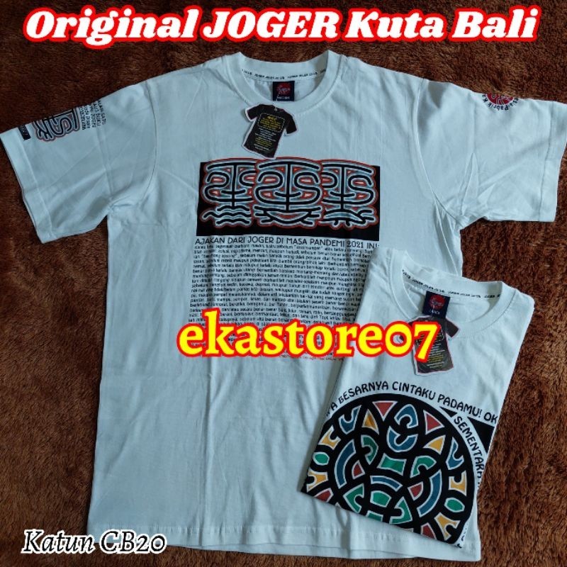 Kaos JOGER BALI  DEWASA PUTIH XXs-XXXXL