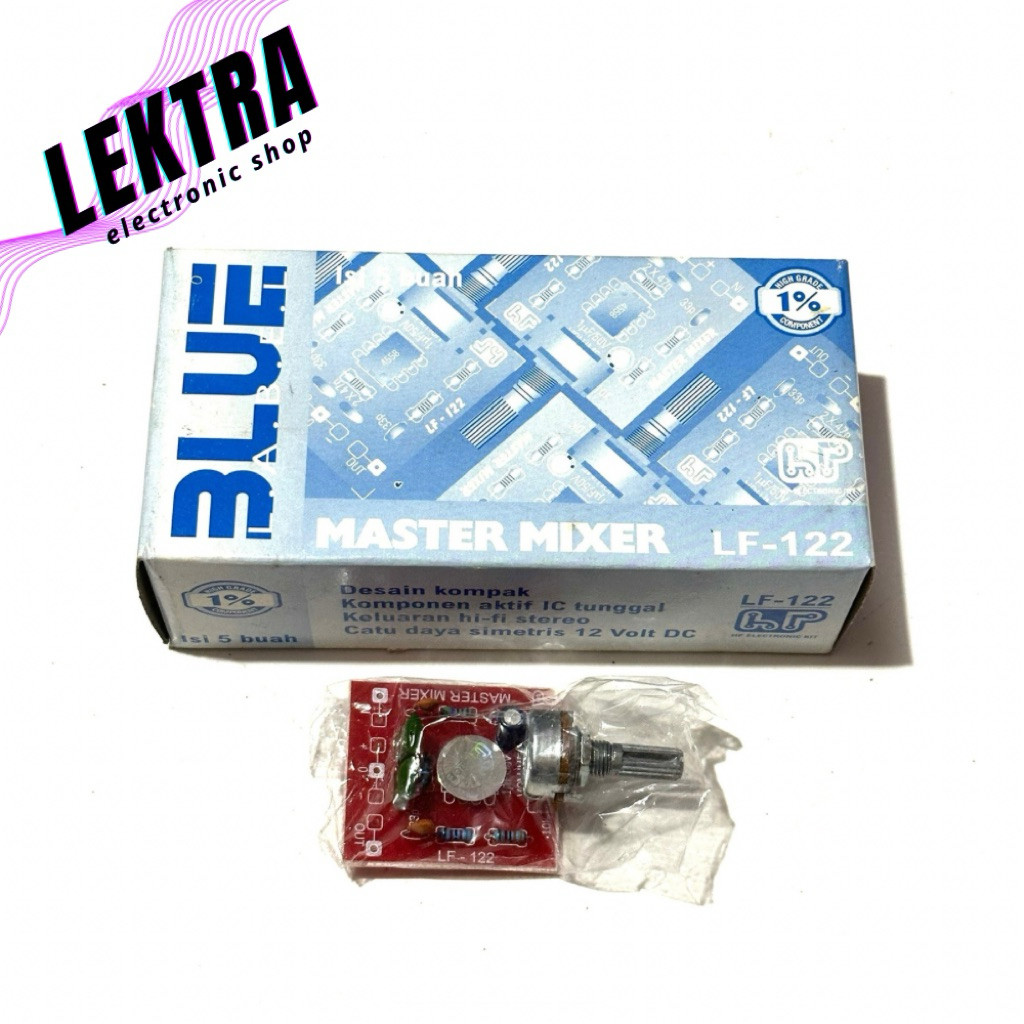 Kit LF-122 Master Mixer Blue 1 Potensio DC 12 volt Amplifier Jrc4558 Metal Film