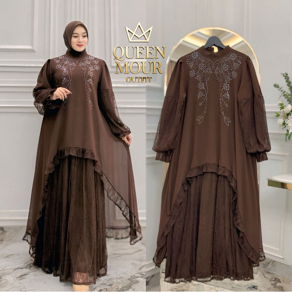 BJP - Gamis Lebaran Bahan Ceruty Armani Mix Cantily Sworosky Payet