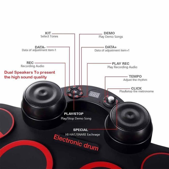 Portable Roll Up Drum Pad electronic Digital drum Set kit Professional