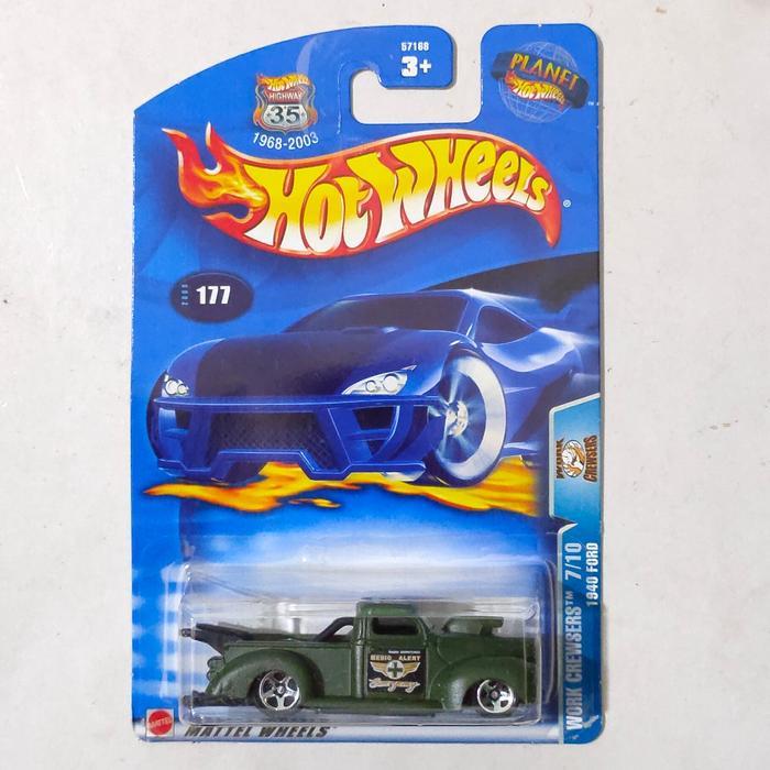 Mainan Hot Wheels 1940 40 Ford Pickup Truck hijau 2004 Work Crewsers
