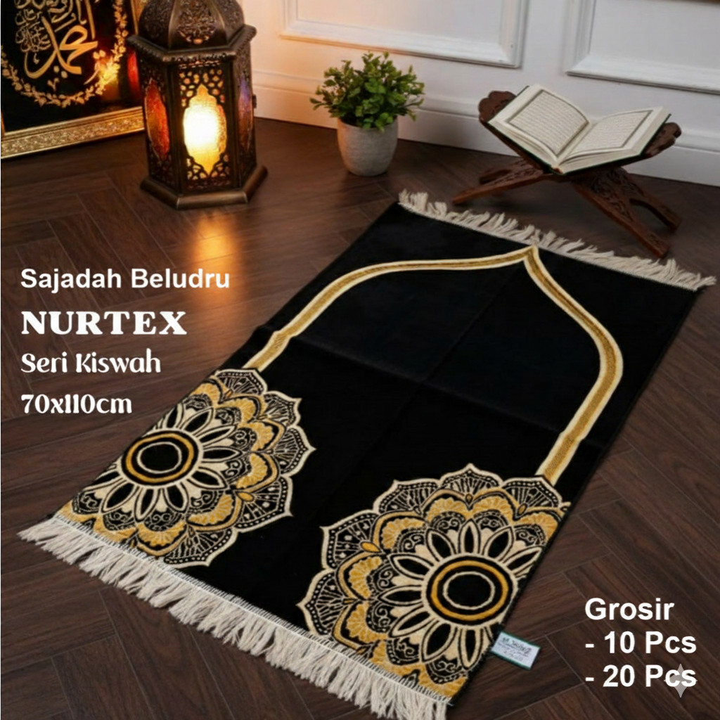 Paket Grosir 10Pcs & 20Pcs Sajadah Bludru Turkiye Premium Spigel - NURTEX Seri Kiswah 70x110cm