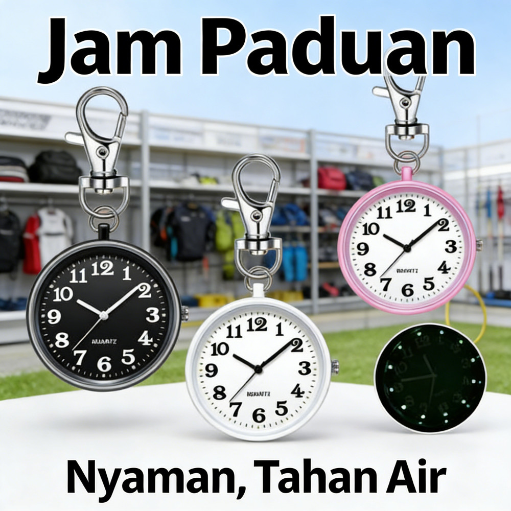 Dapat digunakan Gantungan kunci perawat Jam kuarsa transparan baru Jam saku gantungan kecil perawat 