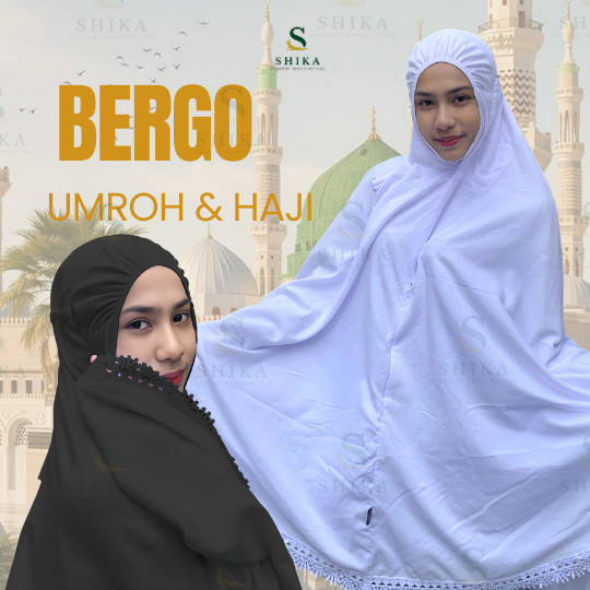 Bergo Instan Katun Renda Panjang – Simpel, Anggun & Praktis | Putih      & Hitam Elegan