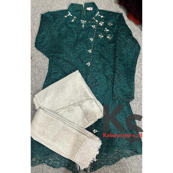 Setelan kebaya songket selendang palembang tunik janggan payet mewah - Kebaya songket wisuda - Atasa