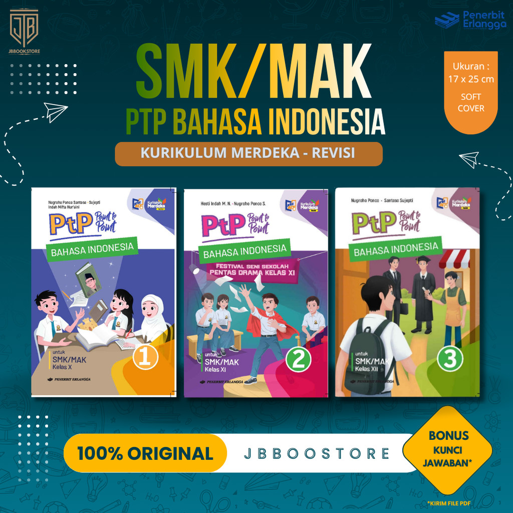 [ Erlangga ] Buku PtP ( Point to Point ) Bahasa Indonesia Kelas 10 11 12 SMK/MAK / Kurikulum Merdeka