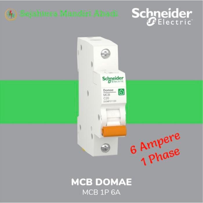 MCB 6 Ampere 1 Phase Domae 6kA Schneider Original Merlin Gerin