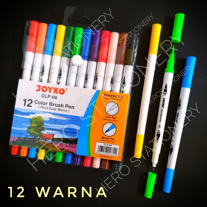 Pena gel kuas color brush pen joyko set 12 warna CLP-06