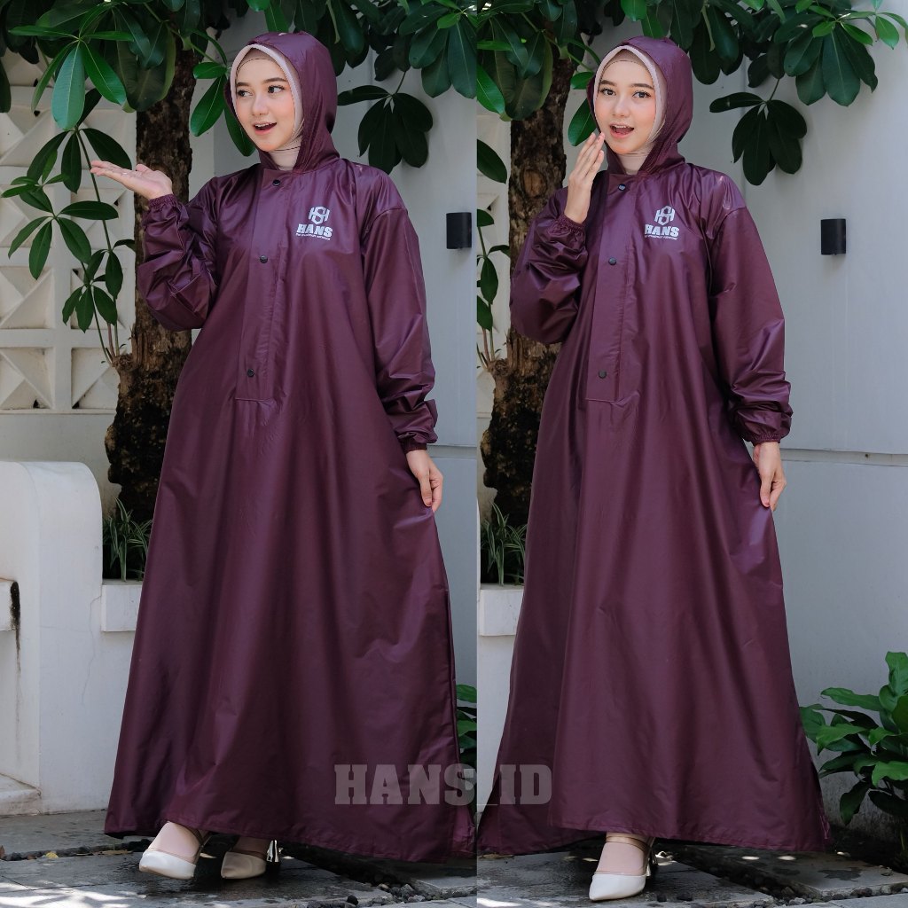 MEMELASHOP Mantel Gamis Syar'i Wanita Muslimah / Mantel Wanita Jumbo Waterproof Bahan PVC Anti Rembe