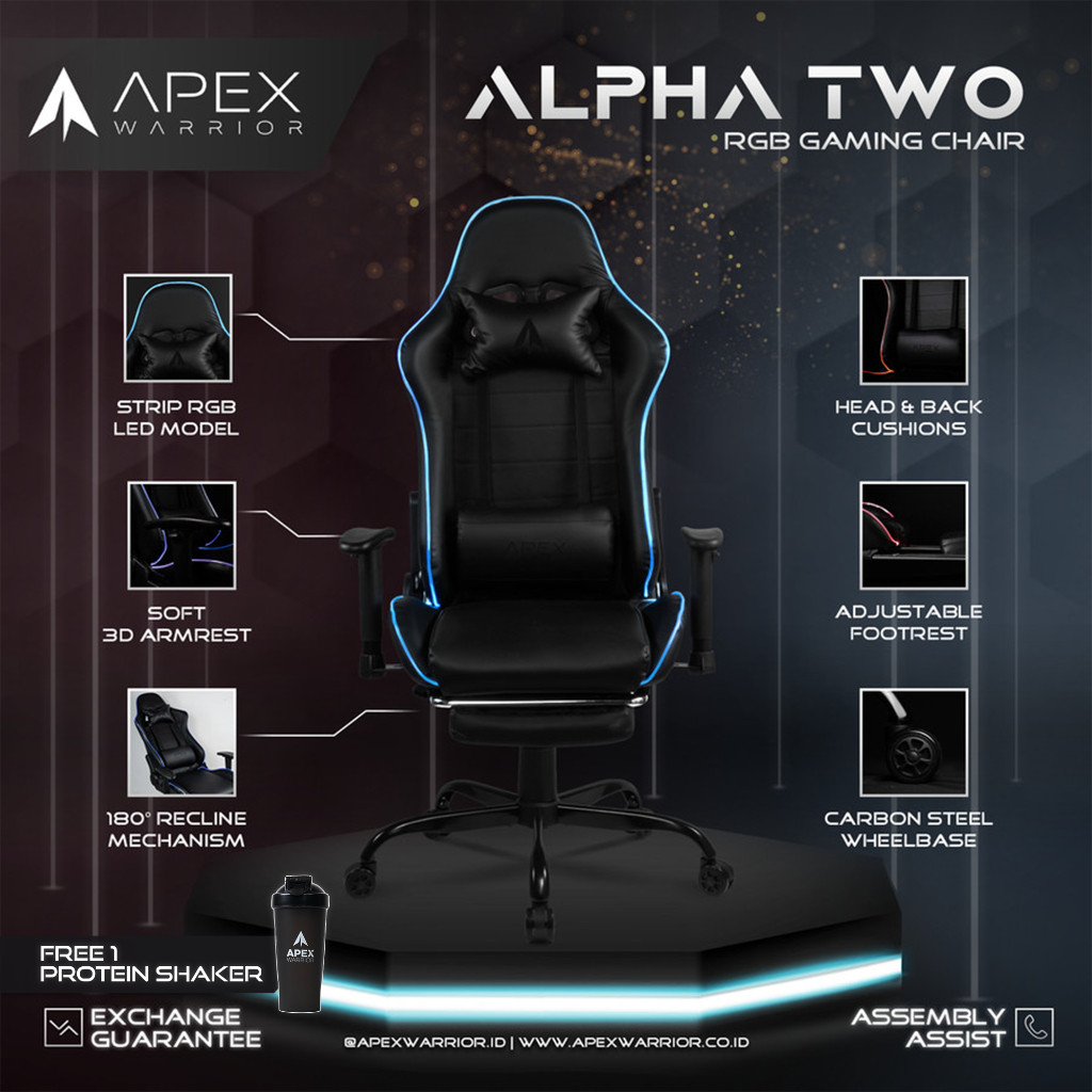 Alpha Two RGB Gaming Chair LED Kursi Gaming Premium Apex Warrior