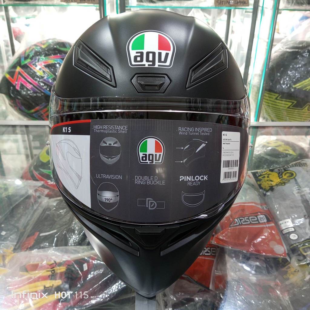 Helm AGV K1 S Solid Hitam Doff/Black Matt Original | Asian Fit | Helm Full Face