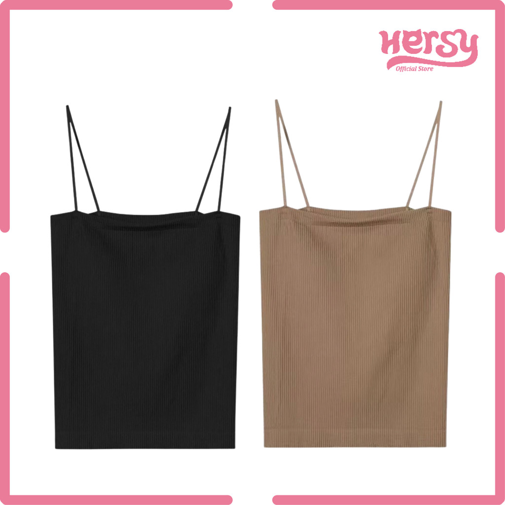 Hersy Tanktop Bra With Cup Tank top Basic Wanita Square spaghetti Crop top