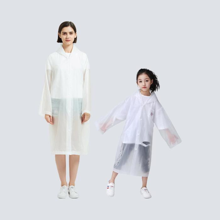 BISA COD J5530 Jas Hujan EVA / Jas Hujan Plastik Tebal / Jas Hujan Transparan Anak - Putih, Anak