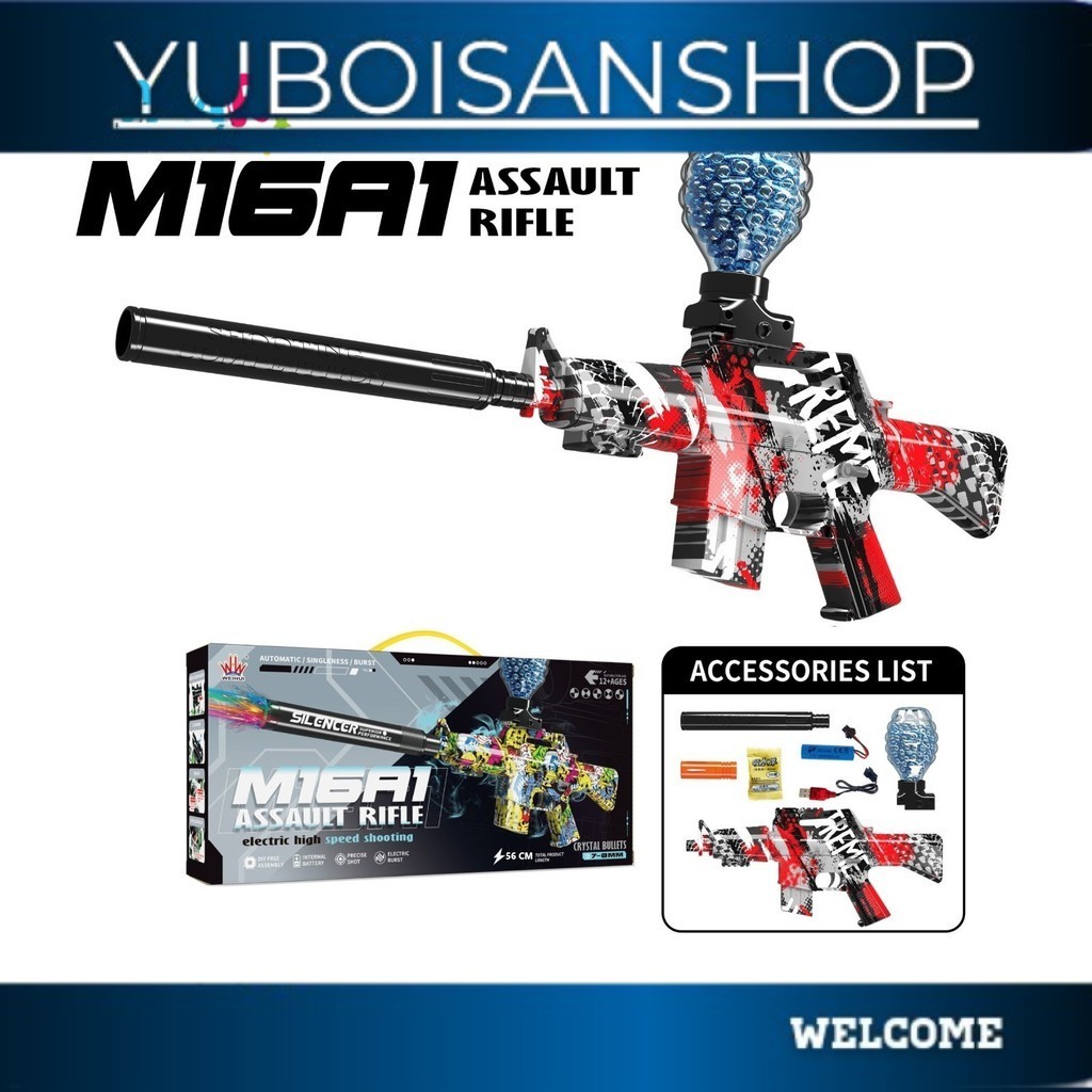 terlaris cuyy Mainan Anak WH11(1-4) M16A1 ELECTRIC HIGH SPEED XTS-3036 Mainan Tembakan Bubble Gel Ke