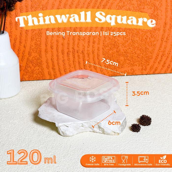 [25PCS] Thinwall Square 120ml 150ml 350ml 500ml / Kotak Makan Plastik Dessert Salad Buah Puding - SQ